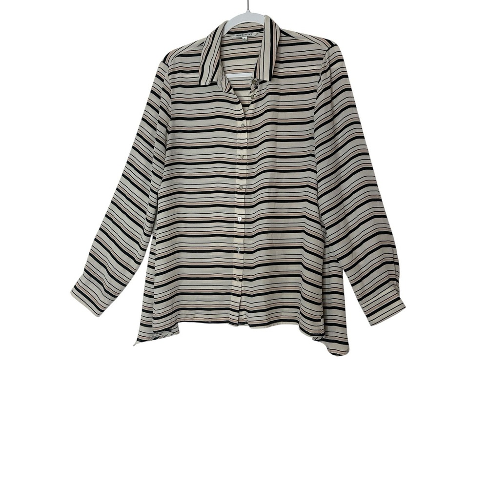 Rose + Olive Shirt Top Women's Large Long Sleeve Blouse Bohemian Boho Old Money‎